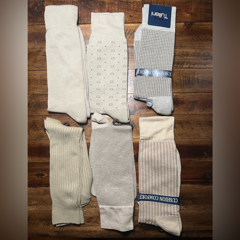 LOT 6 Mens Dress Socks Khaki Tan Size 10-13